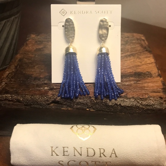 NWT Kendra Scott Marin Earrings Cobalt’s Cat’s Eye - Picture 2 of 5